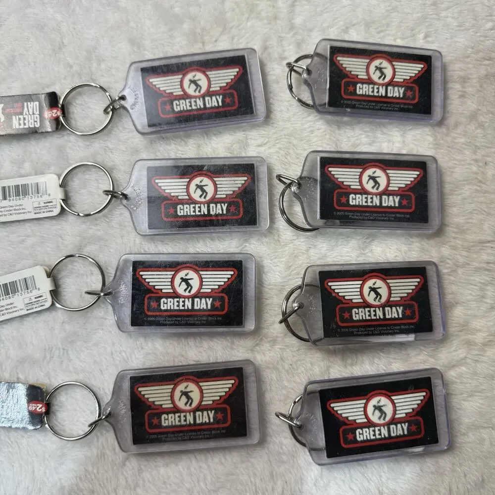 Green Day Wings Logo Acrylic Keychain Vintage Lot 8 Pieces Key O Ring Y2K 2005